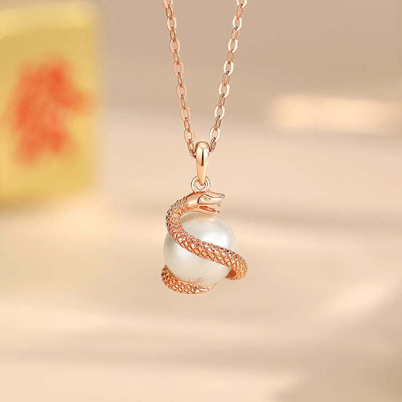 925 Sterling Silver Pearl Year Of The Snake Balance Blessing Necklace Pendant