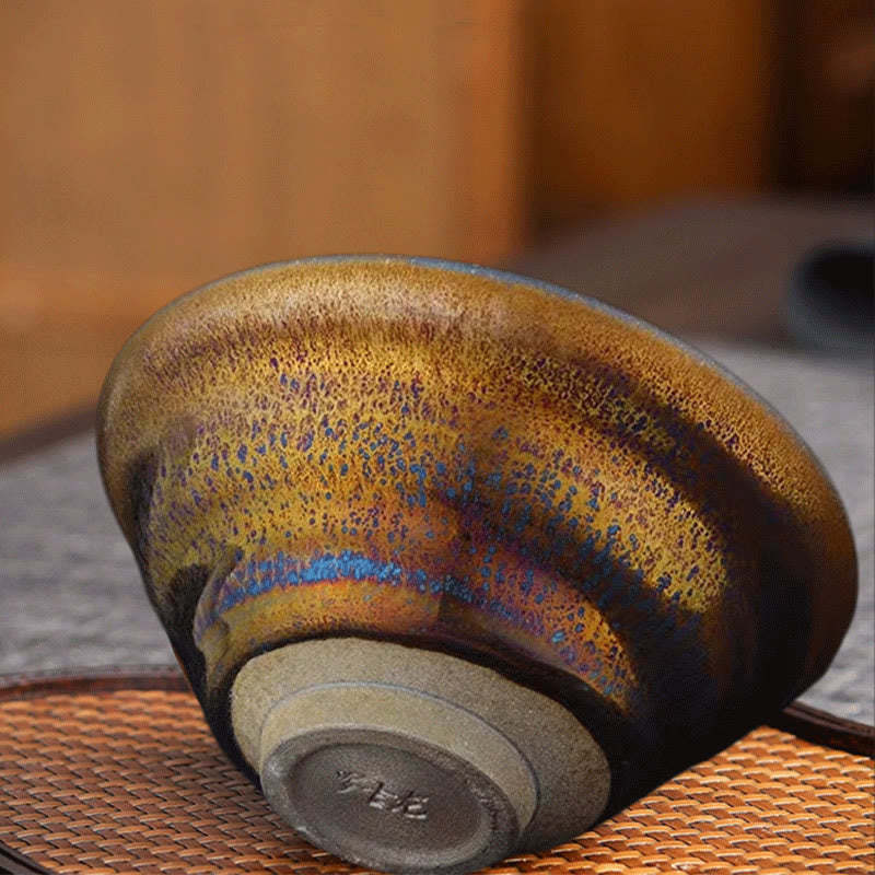 Chinese Jianzhan Colorful Milky Way Glaze Ceramic Teacup Tenmoku Kung Fu Tea Cup