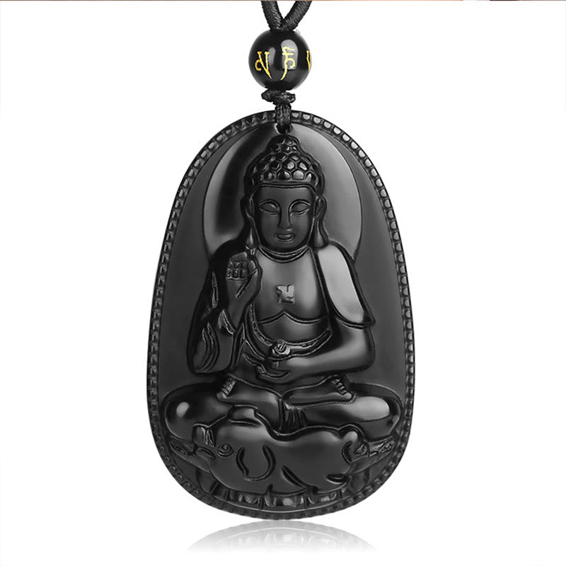 Chinese Zodiac Natal mystic zen Natural Black Obsidian Purification Necklace Pendant