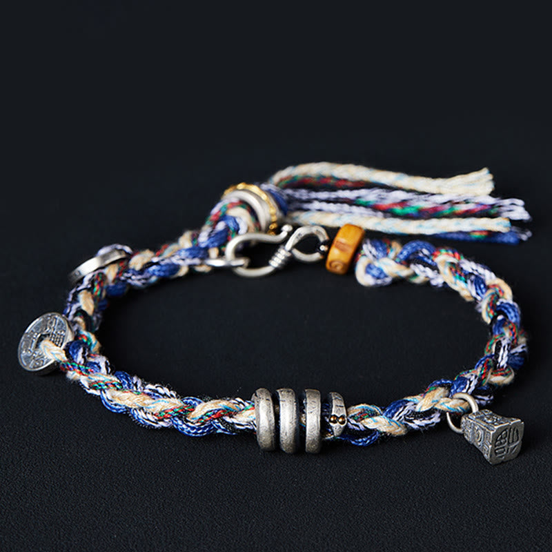 925 Sterling Silver Coins Scales Charm Handmade Blessing Bracelet