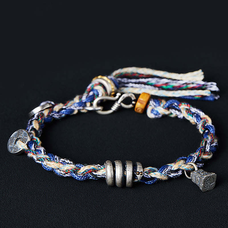 925 Sterling Silver Coins Scales Charm Handmade Blessing Bracelet