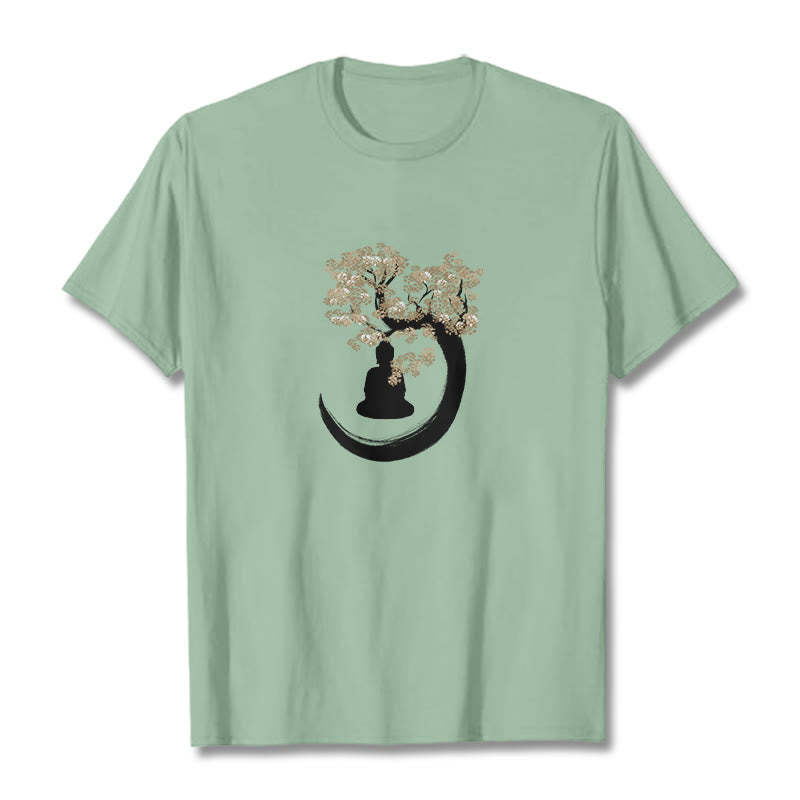mystic zen Sitting Under The Tree Cotton Tee T-shirt