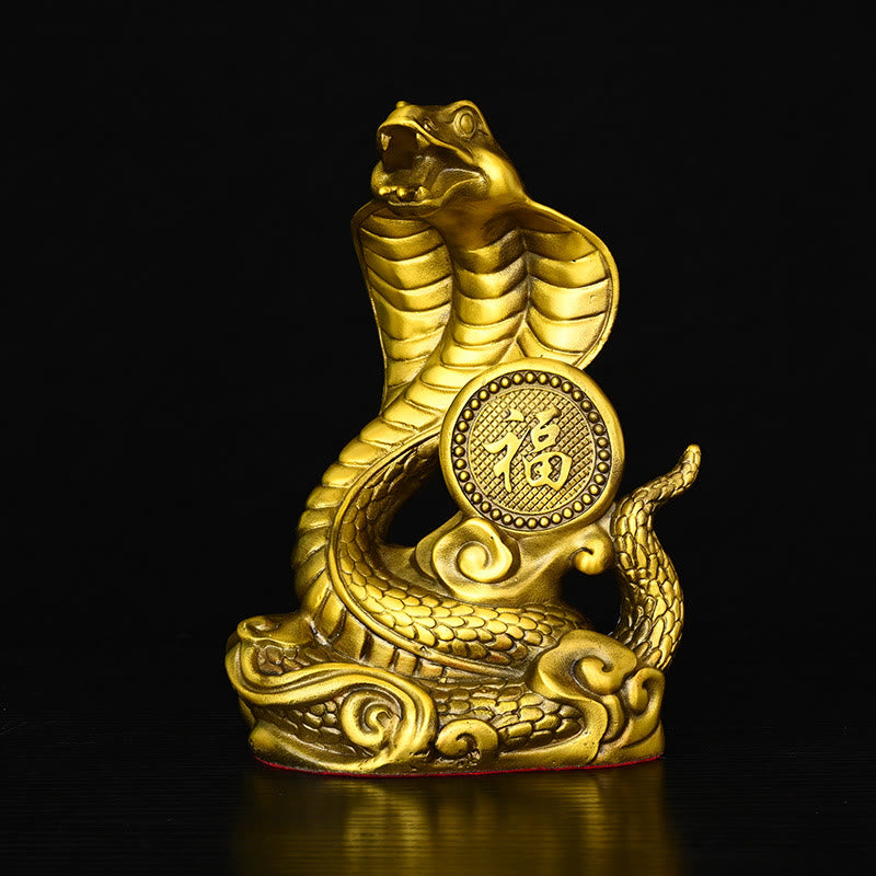 Year Of The Snake Fu Character Auspicious Clouds Fortune Brass Home Statue Decoration