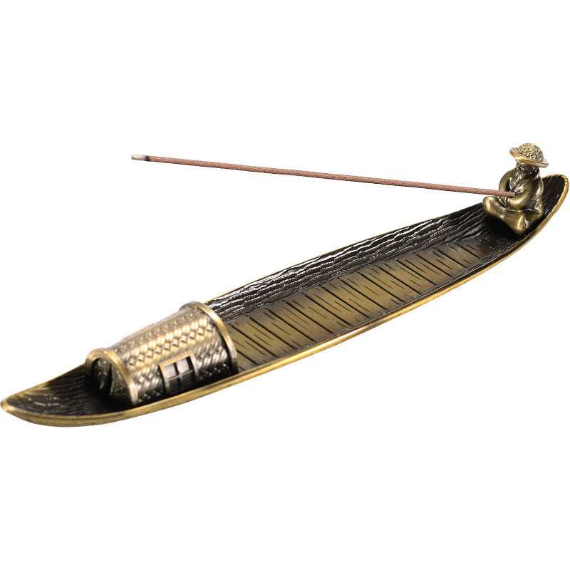 Fisherman Boat Alloy Incense Stick Holder Healing Incense Burner Decoration