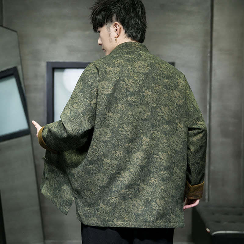 Leaves Flower Frog-button Tang Suit Cotton Men's Jacket Shirt