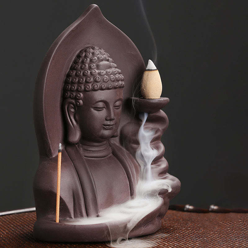 Tibetan Avalokitesvara mystic zen Lotus Healing Backflow Smoke Fountain Incense Burner