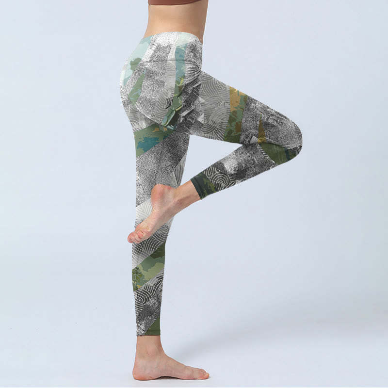 Ancient Style Great Wall Print Sports Fitness Leggings Women's Yoga Pants