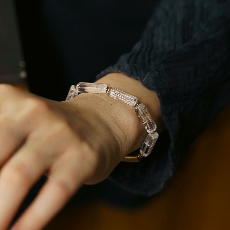 Square White Crystal Copper Luck Healing Bracelet
