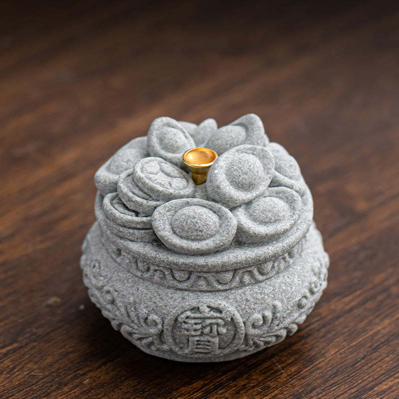 Chinese Character Fu Ingots Healing Incense Burner Desk Decoration