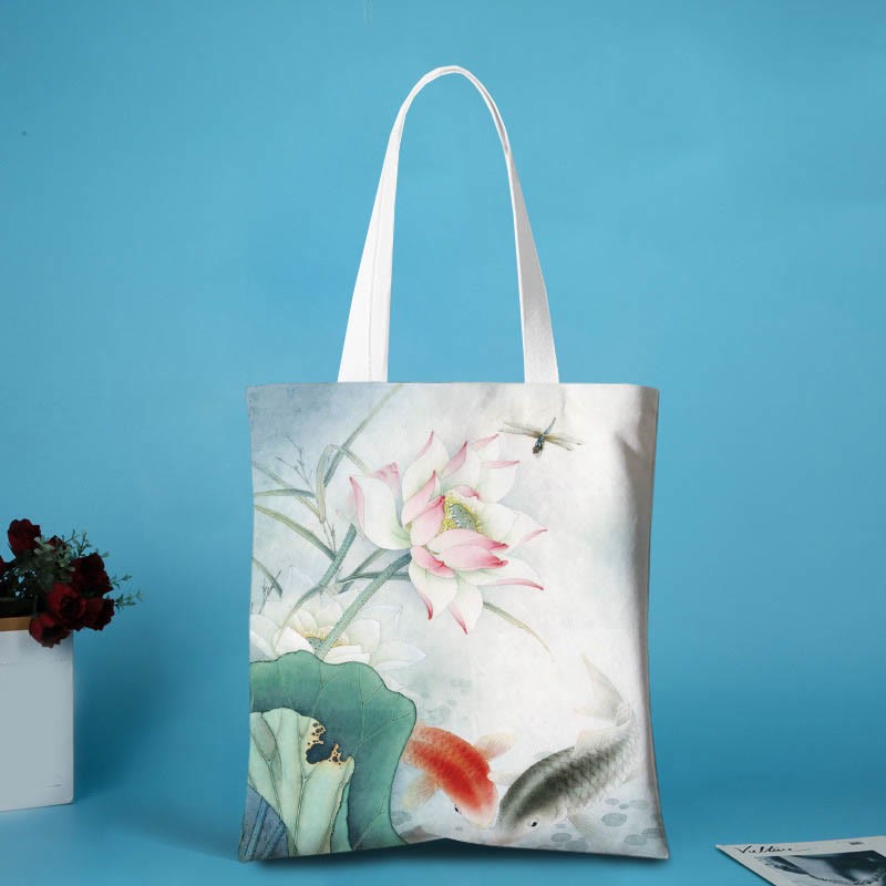 Lotus Canvas Shoulder Bag