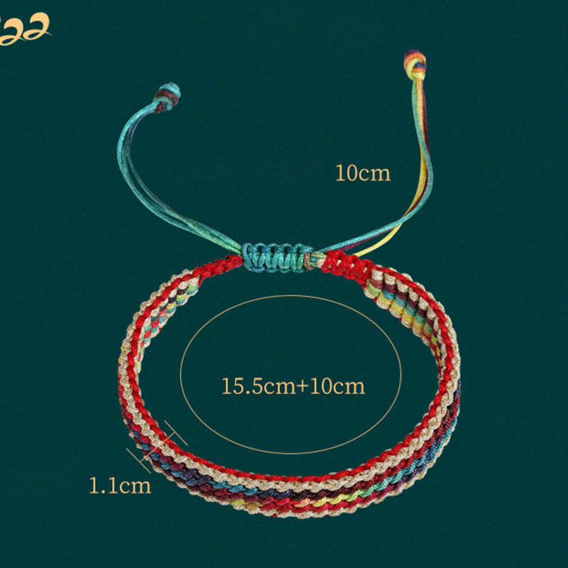 Tibet Handmade Rainbow Multicolored Protection Braided String Bracelet