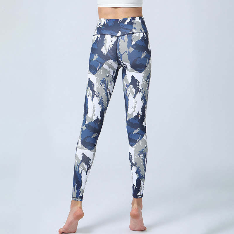 Flowers Leaves Print Sports Fitness Yoga High Waist Leggings Women's Yoga Pants