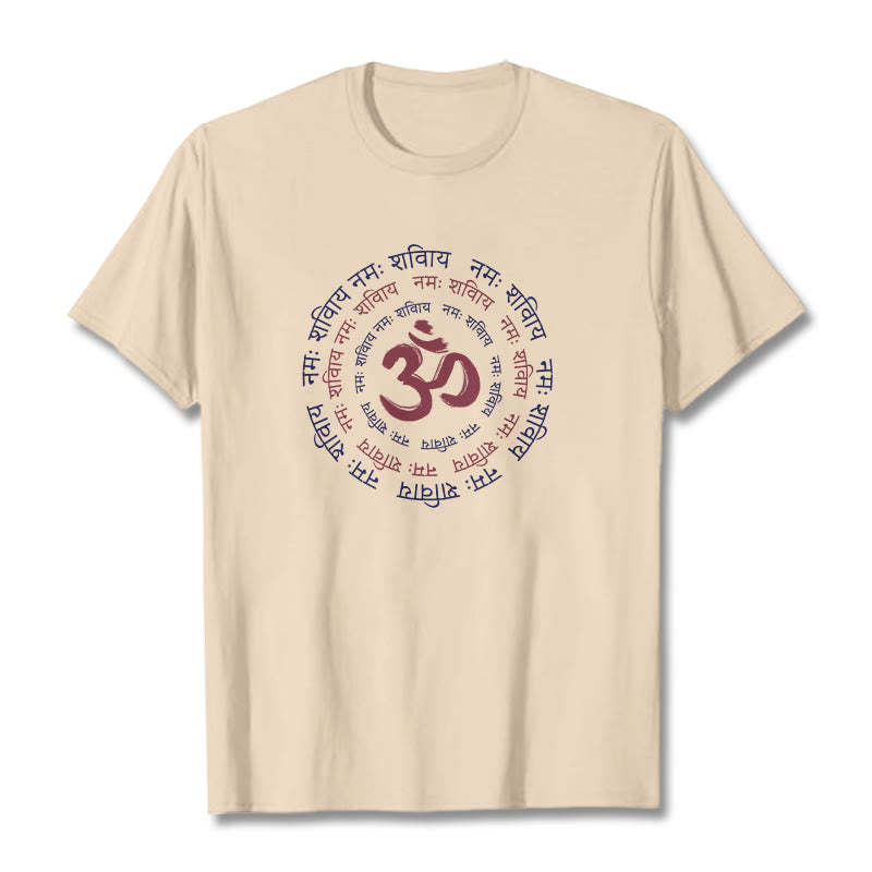 OM Mantra Character Sanskrit Cotton Tee T-shirt