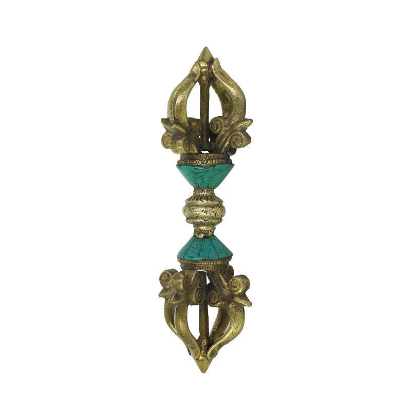 Tibetan Five Prong Vajra Dorje Handcrafted Nepal Spiritual Power Copper Decoration