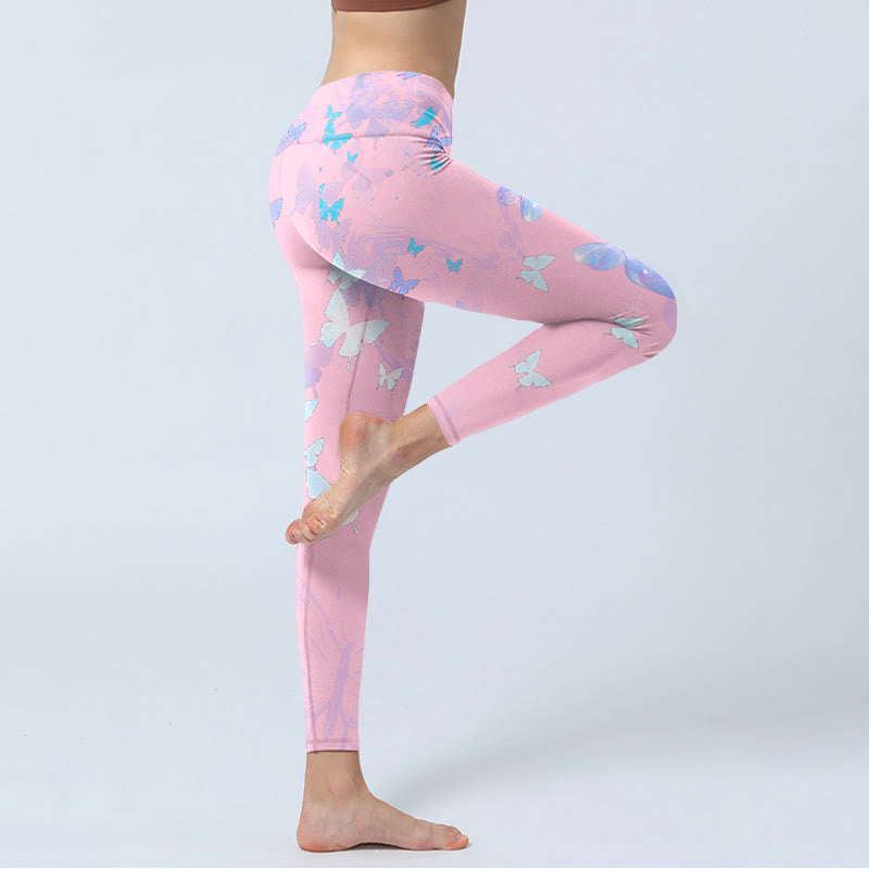 Butterfly Print Gym Leggings Women's Yoga Pants