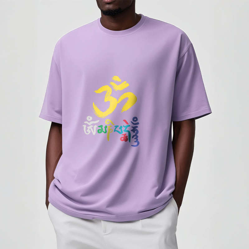 Colorful Om Mani Padme Hum Cotton Tee T-shirt