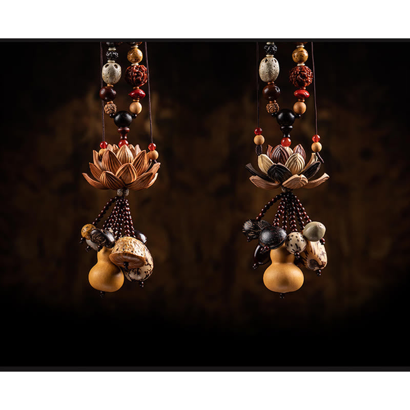 Boxwood Peach Wood Bodhi Seed Lotus mystic zen Avalokitesvara Gourd Peace Car Hanging Decoration