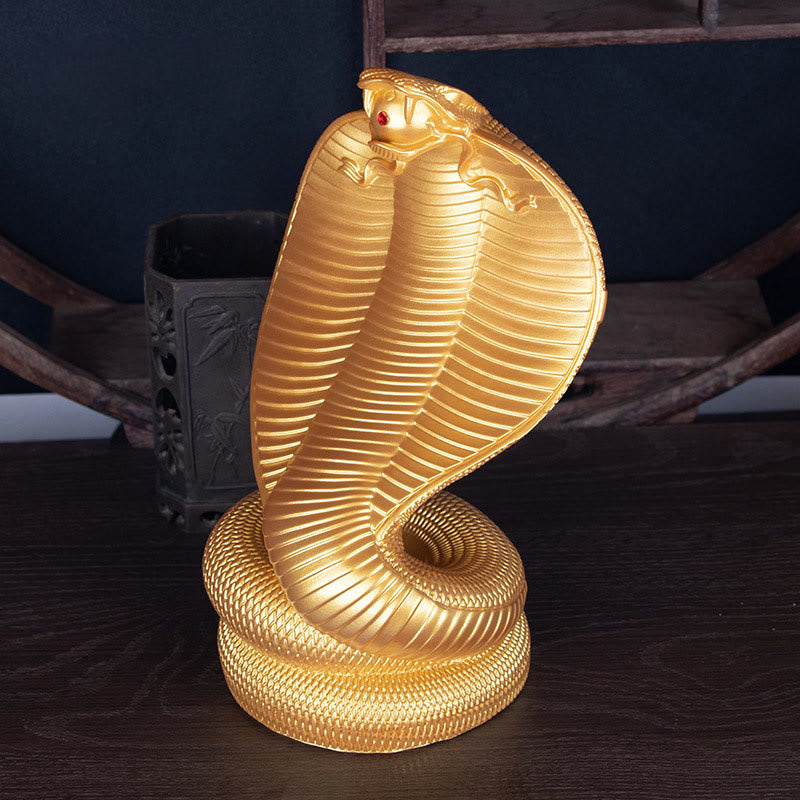 Year Of The Snake Golden Bronze Cobra Resin Statue Home Decoration
