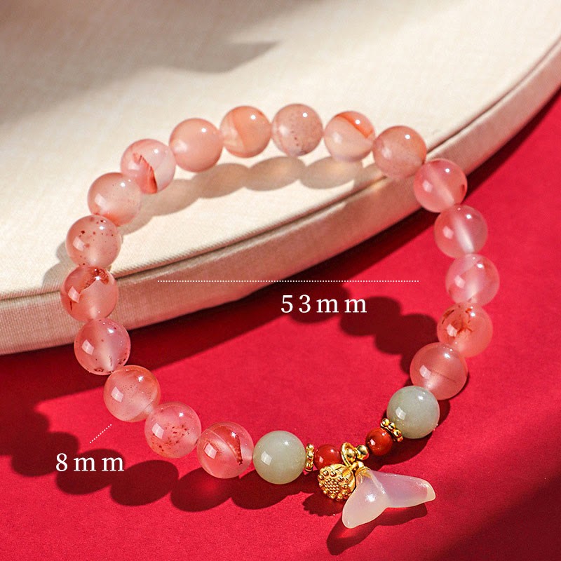 South Red Agate Butterfly Orchid Hetian Jade Luck Bracelet