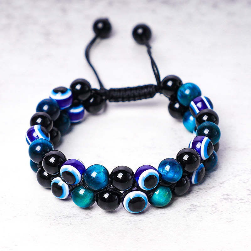 Evil Eye Hematite Tiger Eye Protection Beaded Bracelet