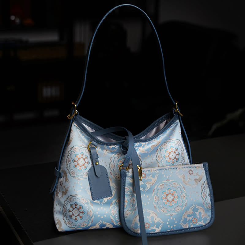 Handmade Flower Crane Deer Butterfly Song Brocade Crossbody Bag Hangbags