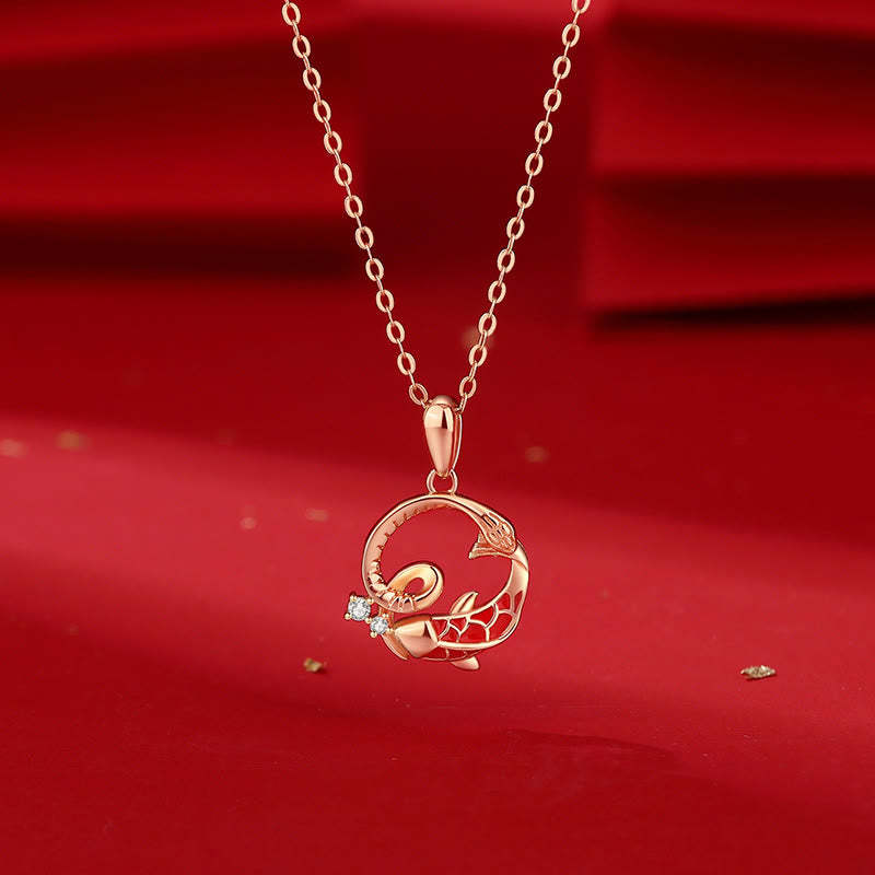 925 Sterling Silver Koi Fish Year Of The Snake Blessing Necklace Pendant