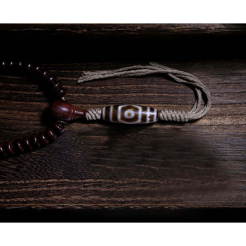 Natural Tibet 108 Mala Beads Purple Bodhi Seed Three-eyed Dzi Bead Copper Dorje Harmony Bracelet