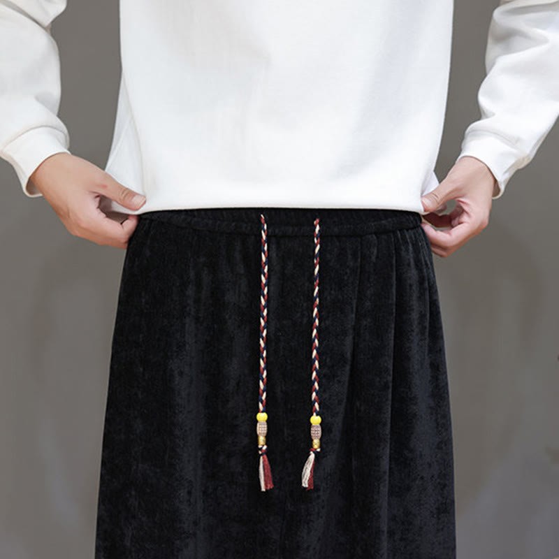 Fall Winter Men's Drawstring Chenille Harem Pants With Pockets