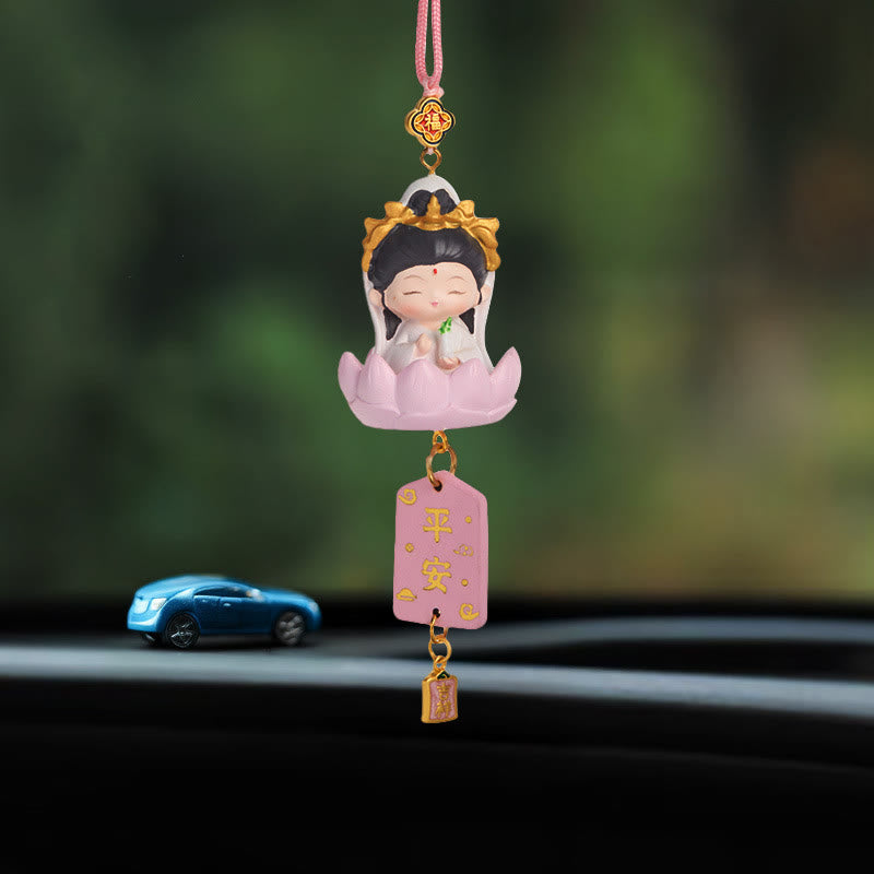 Lotus Avalokitesvara mystic zen Fu Character Wealth Car Hanging Decoration