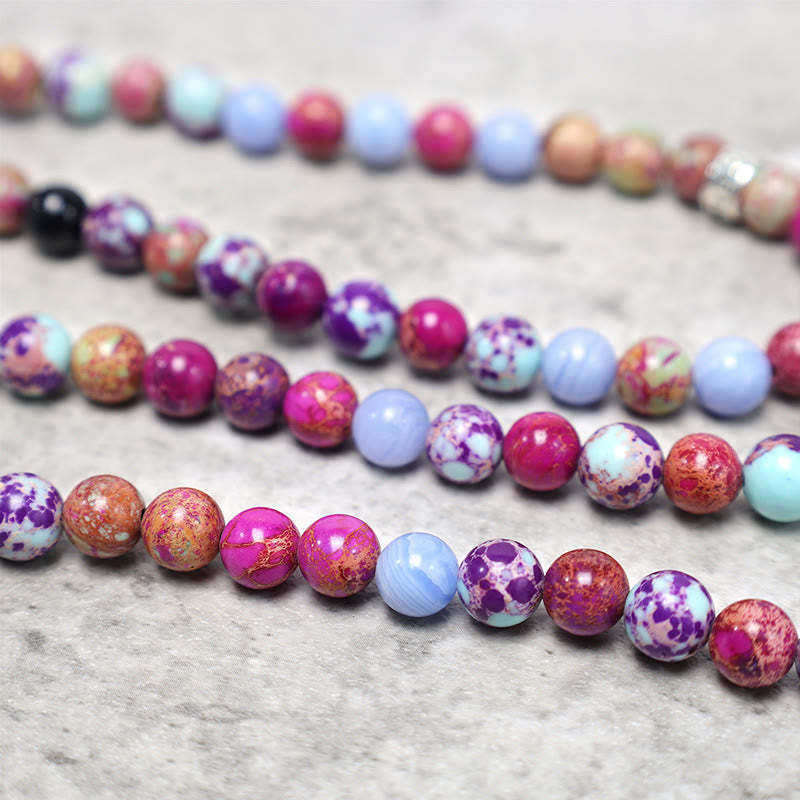 Natural Purple Miano Real Stone Lotus Mala