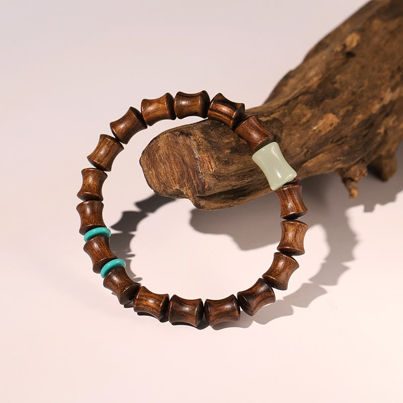 Rosewood Auspicious Clouds Totem Fu Character Bamboo Pattern Warmth Bracelet