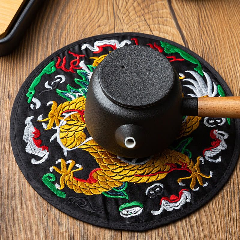 Dragon Embroidery Cup Mat Pad Tea Cup Coaster Kung Fu Tea Mat