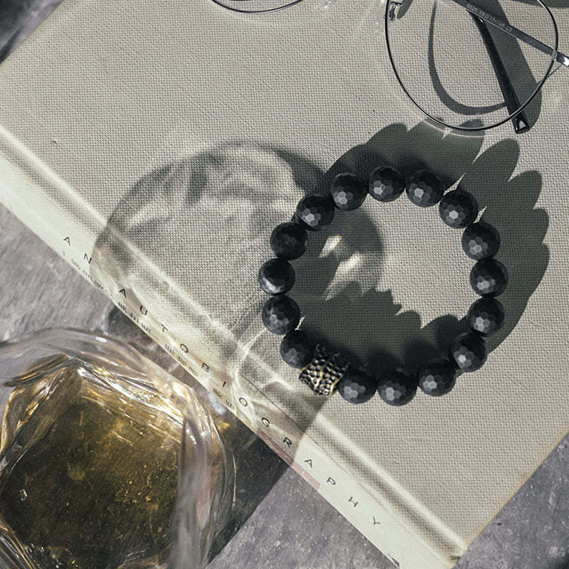 Matte Frosting Black Onyx Copper Brass Protection Bracelet