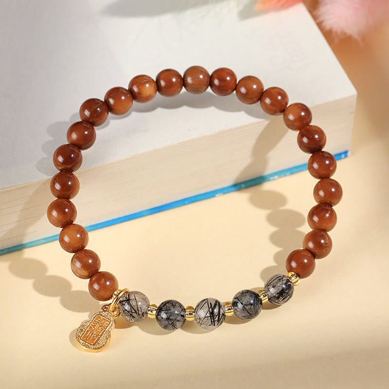 Green Phantom Citrine Rutilated Quartz Super Seven Crystal Confidence Bracelet