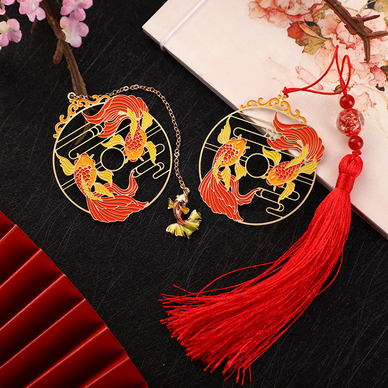 Gold Koi Fish Metal Brass Hollow Bookmark