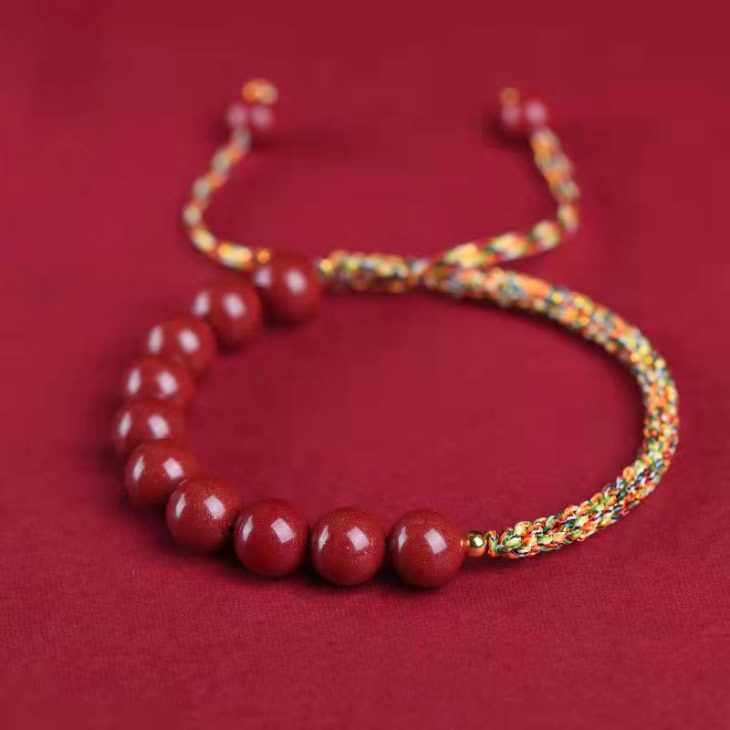 Natural Cinnabar King Kong Knot Blessing String Bracelet