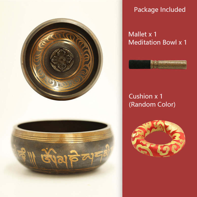 Tibetan Meditation Bowl for Healing and Mindfulness Om Mani Padme Hum Singing Bowl