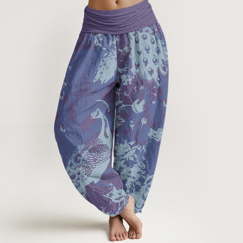 Casual Peacock Grassland Women's Elastic Waist Harem Pants