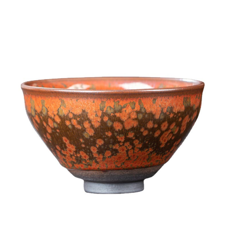 Blooming Flowers Pattern Chinese Jianzhan Kiln Change Ceramic Teacup Kung Fu Tea Cup Bowl