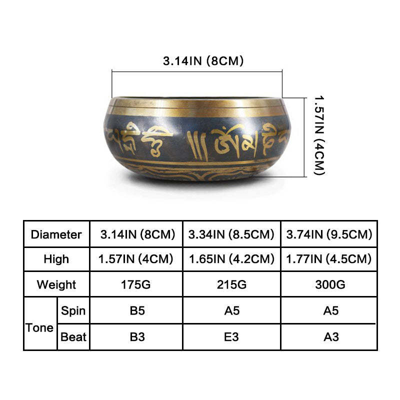 Tibetan Meditation Bowl for Healing and Mindfulness Om Mani Padme Hum Singing Bowl