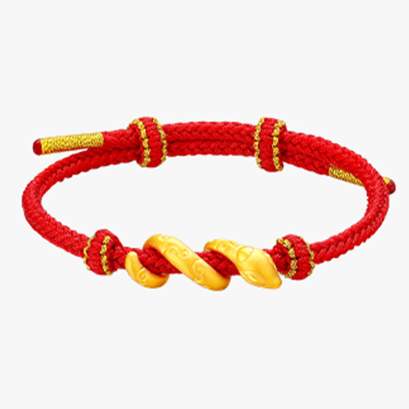 999 Gold Red String Year Of The Snake Protection Bracelet