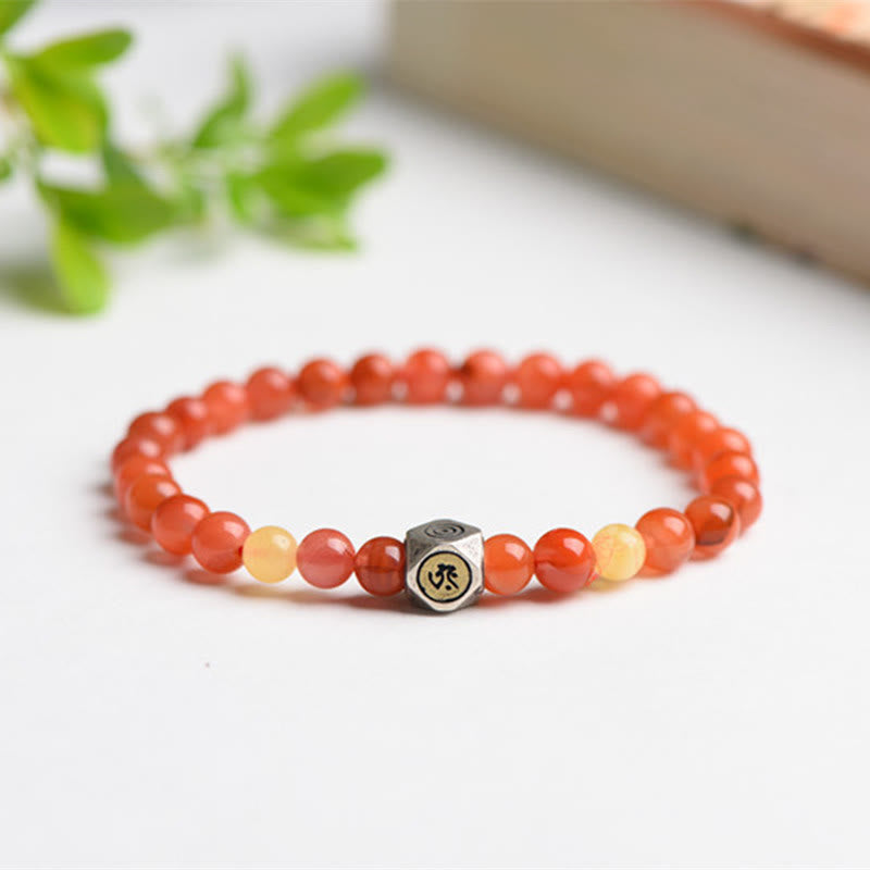 925 Sterling Silver Chinese Zodiac Natal mystic zen Amulet Red Agate Amber Self-acceptance Bracelet