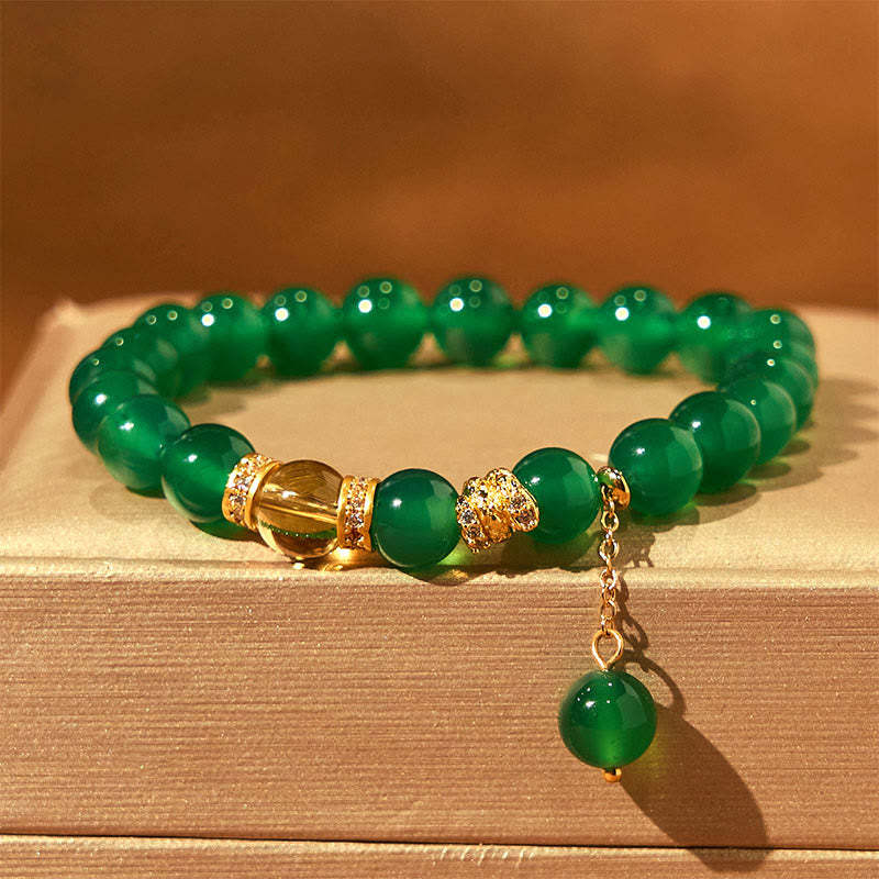 Year of the Snake Green Agate Citrine Power Bracelet