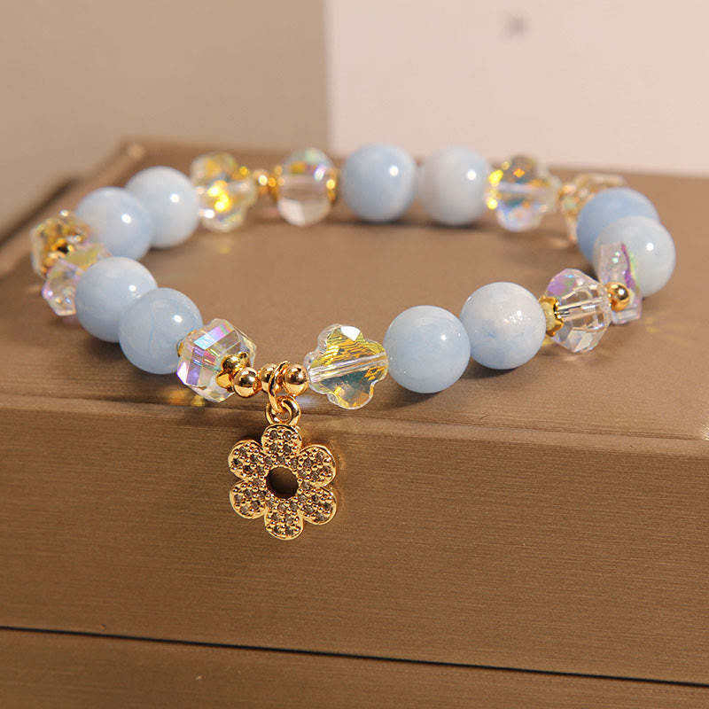 Natural Aquamarine Flower Healing Crystal Bracelet