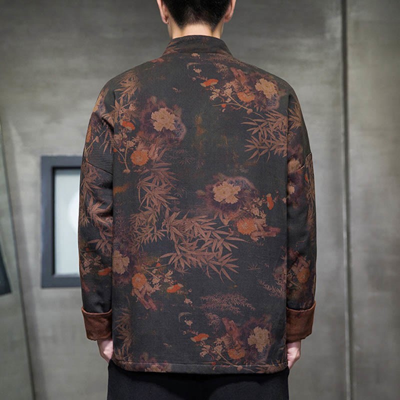 Frog-Button Chinese Tang Suit Long Shirt Cotton Men Jacket Clothing