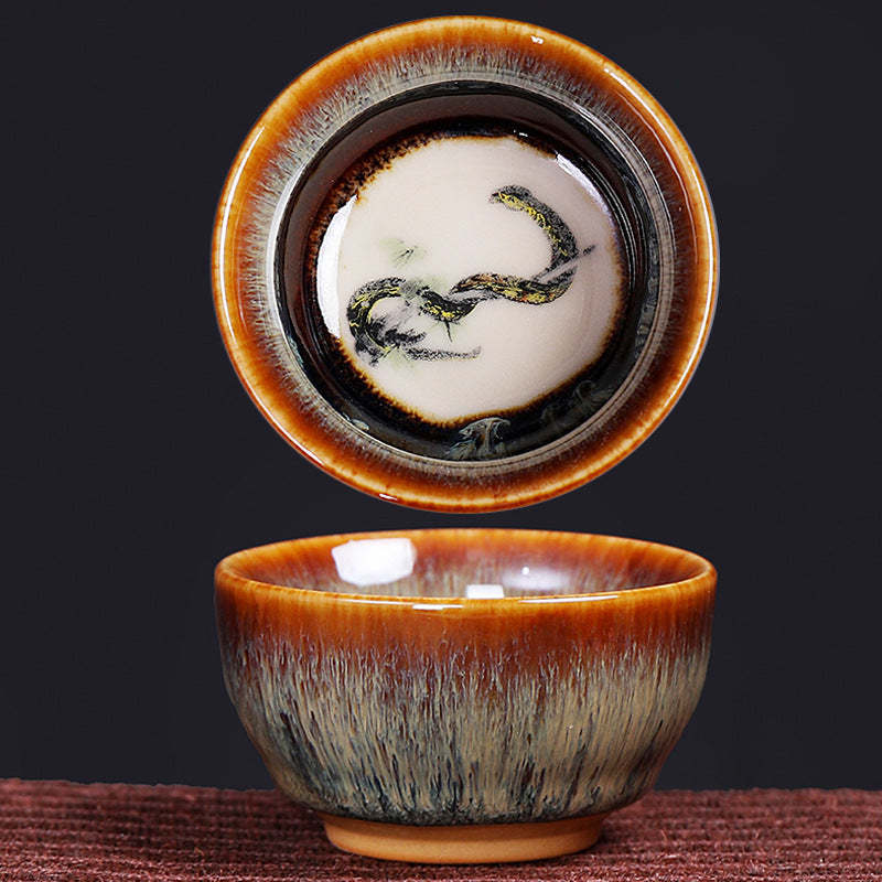 12 Chinese Zodiac Pattern Ceramic Teacup Kung Fu Jian Chinese Zhan Tea Cup 73ml