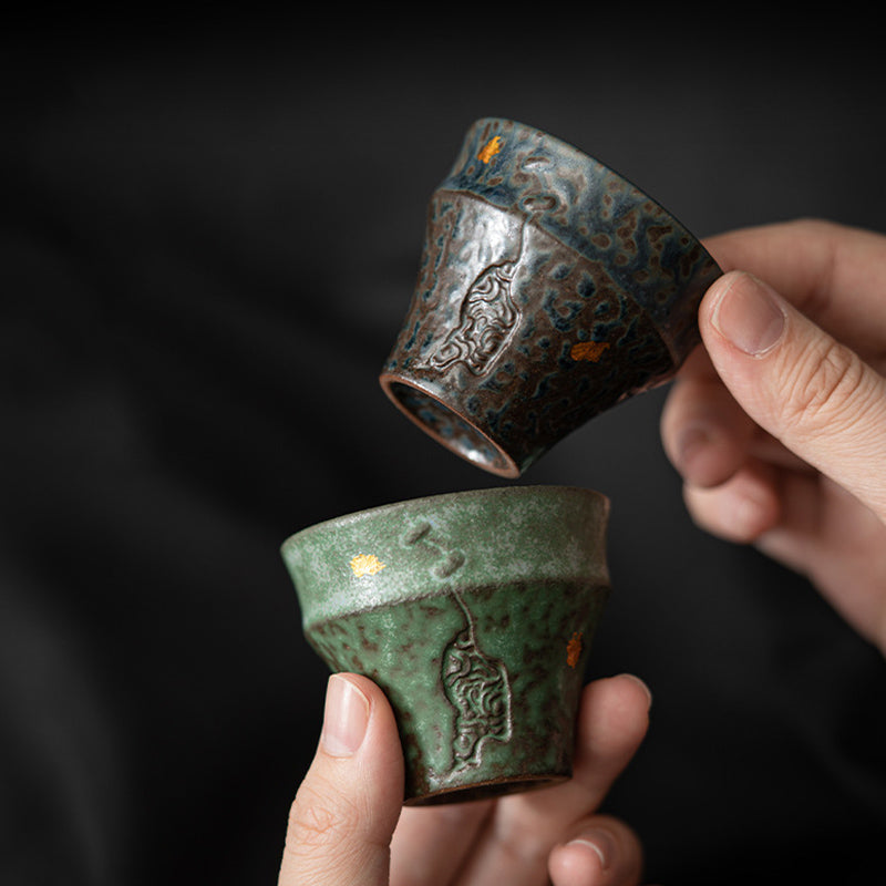 Small Vintage Style Ceramic Teacup Kung Fu Tea Cup 50ml