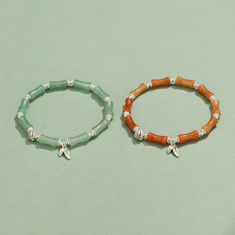 Peridot White Jade Strawberry Quartz Green Aventurine Bamboo Fu Character Luck Bracelet