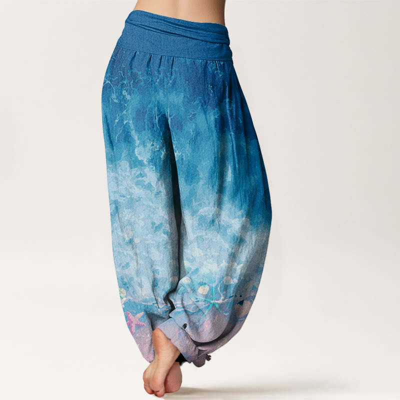 Vast Ocean Pattern Women's Elastic Waist Harem Pants
