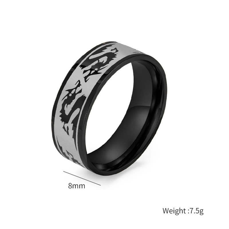 Dragon Carved Protection Strength Titanium Steel Ring